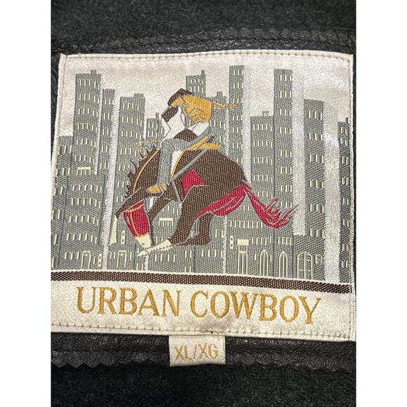 Urban Cowboy Men's Full Zip Snap Front Lined Leather Hooded Jacket Size XL Black - Picture 6 of 6